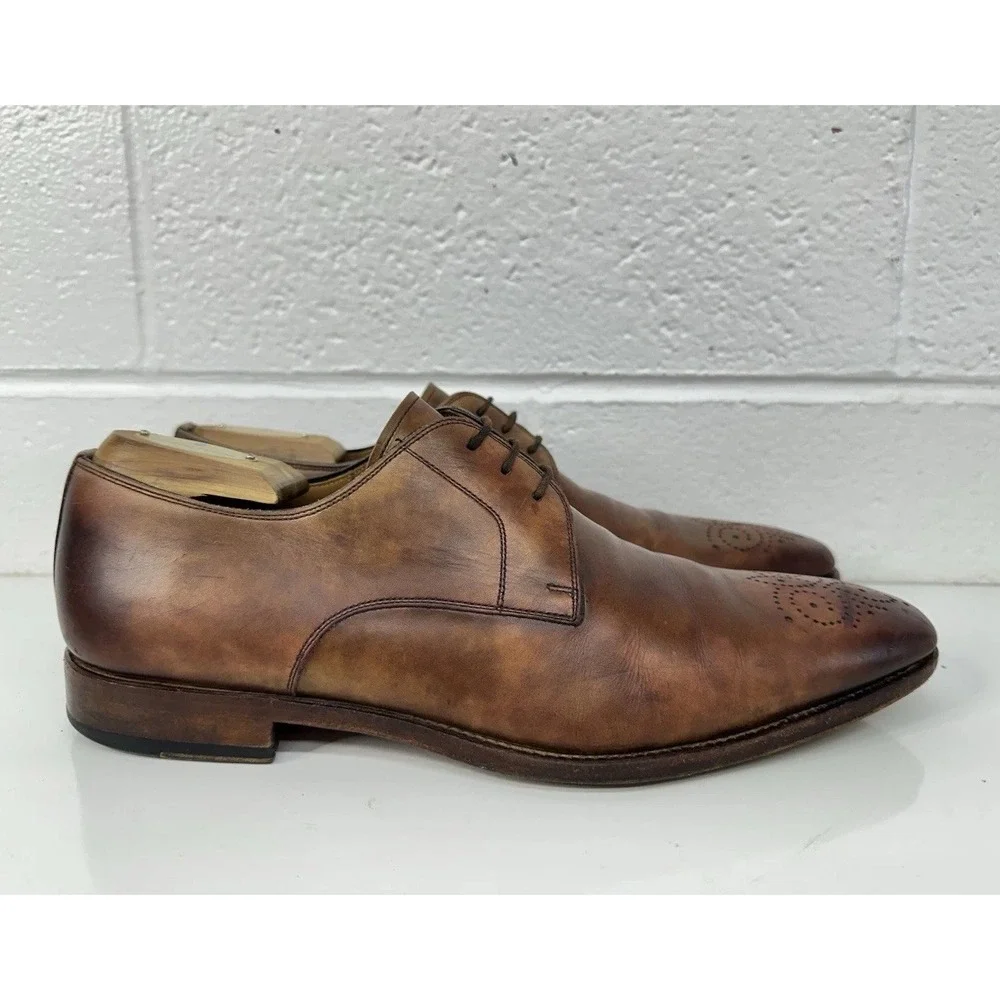 Magnanni Gerardo Medallion Toe Derby - Tobacco Brown Leather 18199 / Men's‎ 10 M